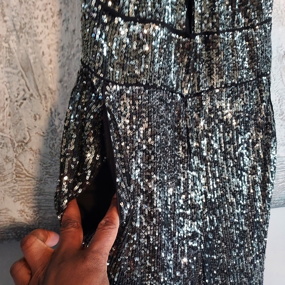 MaEVE by ANTROPOLOGIE Sequins Halter neck Festive Jumpsuit - Picture 9 of 11